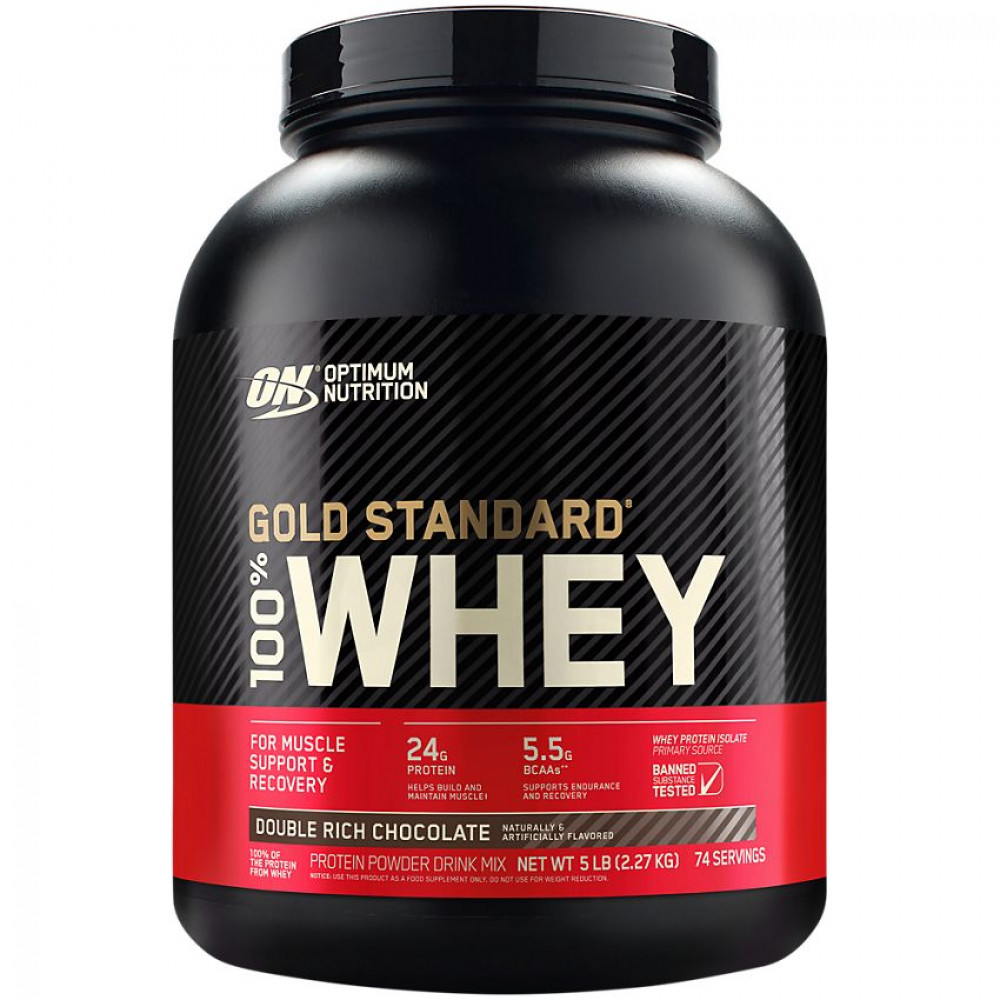Optimum Nutrition, Gold Standard, 100% Whey, Double Rich Chocolate, 5 lbs